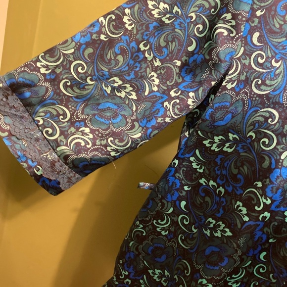 George Blue Floral Satin Robe - Picture 2 of 5